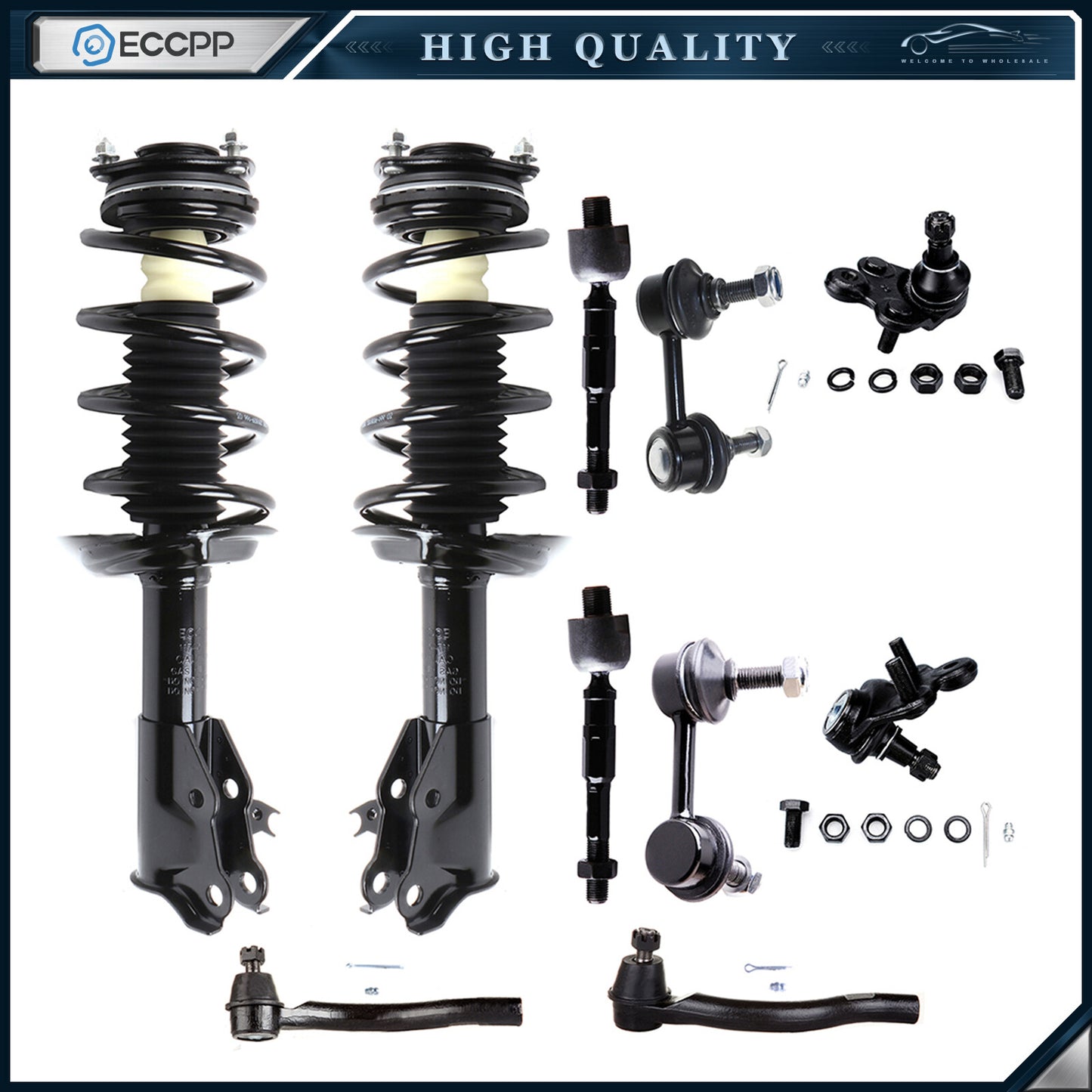 Front Complete Struts Ball Joint Sway Bar Tie Rods For Honda Civic 06-2011 Sedan