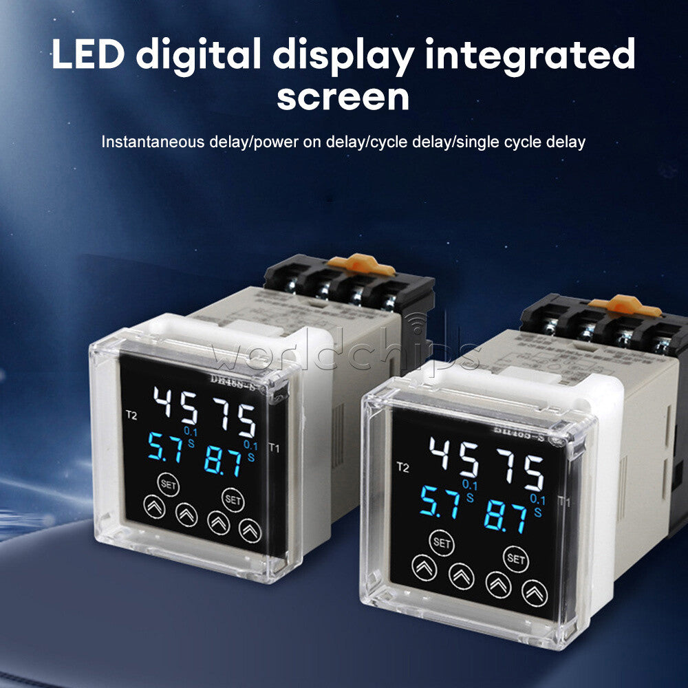 DH48S Digital Delay Time Relay Precision Programmable Cycle With Socket Base