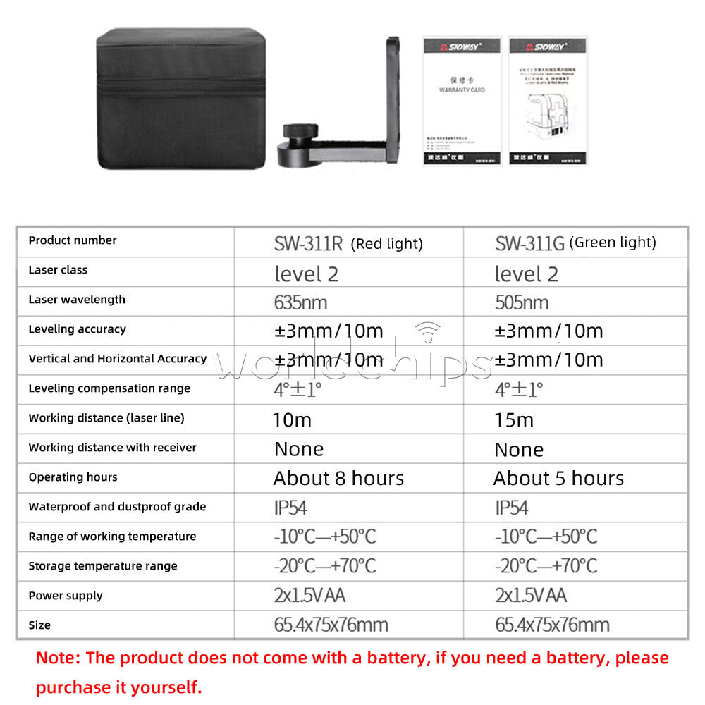 Cross Line Laser Level DIY Laser Level Self Leveling Green/Red Beam measure