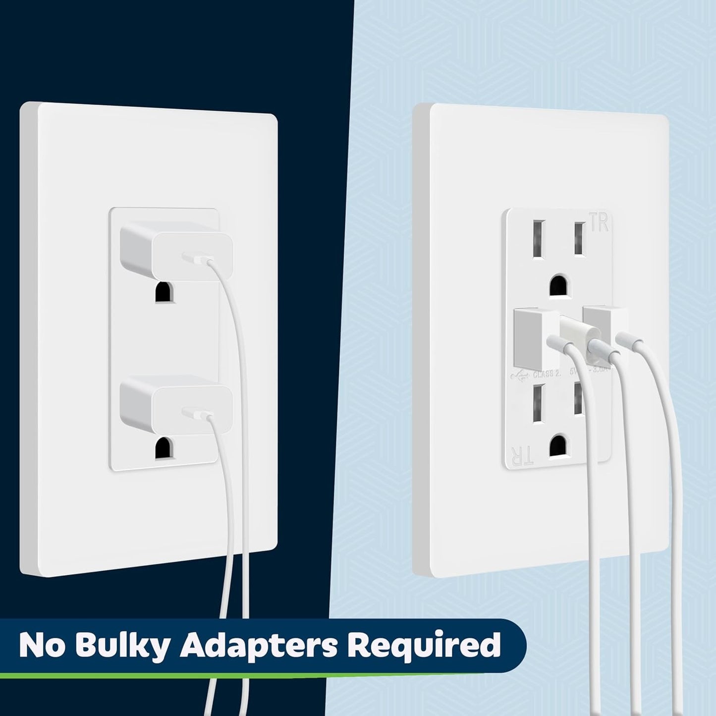 USB Outlet, 3-Port Type C 3.6A 18W Wall Outlet, 15 Amp Receptacle, Charging Powe
