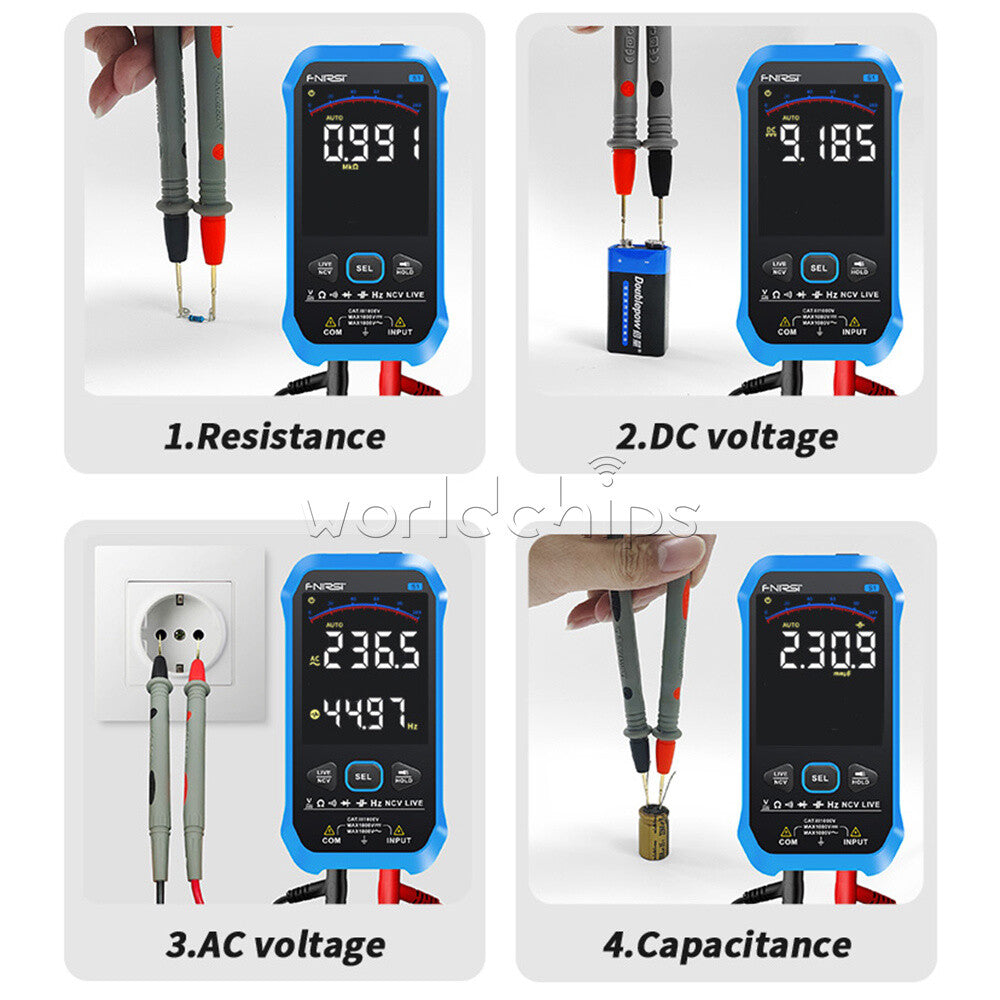 FNIRSI S1 Multimeter 9999 Counts AC DC Voltage Resistance Capacitance Diode NCV