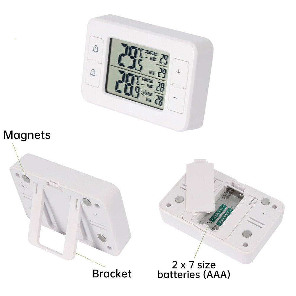 Digital LCD Fridge Thermometer Magnetic Home Refrigerator Thermometer with Alarm