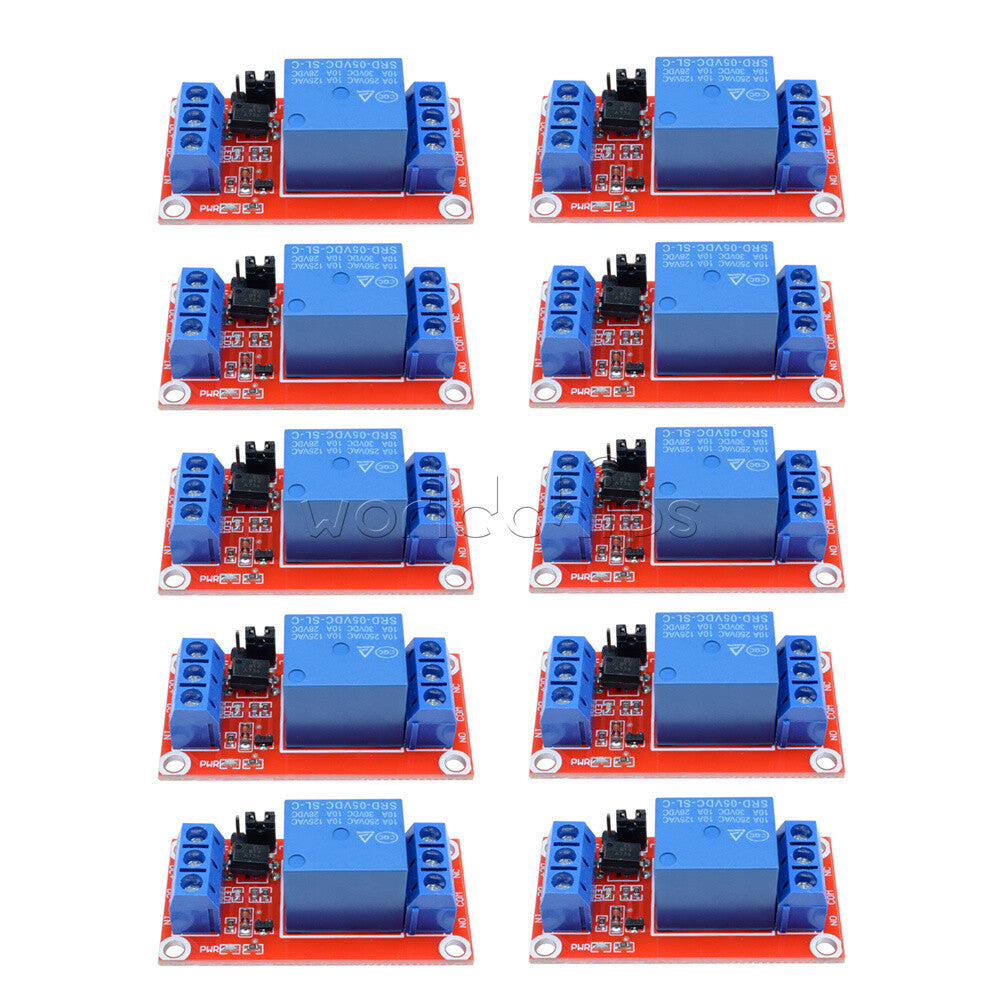 10PCS DC 5V 1-Channel Optocoupler Relay Module for Arduino H/L Level Triger