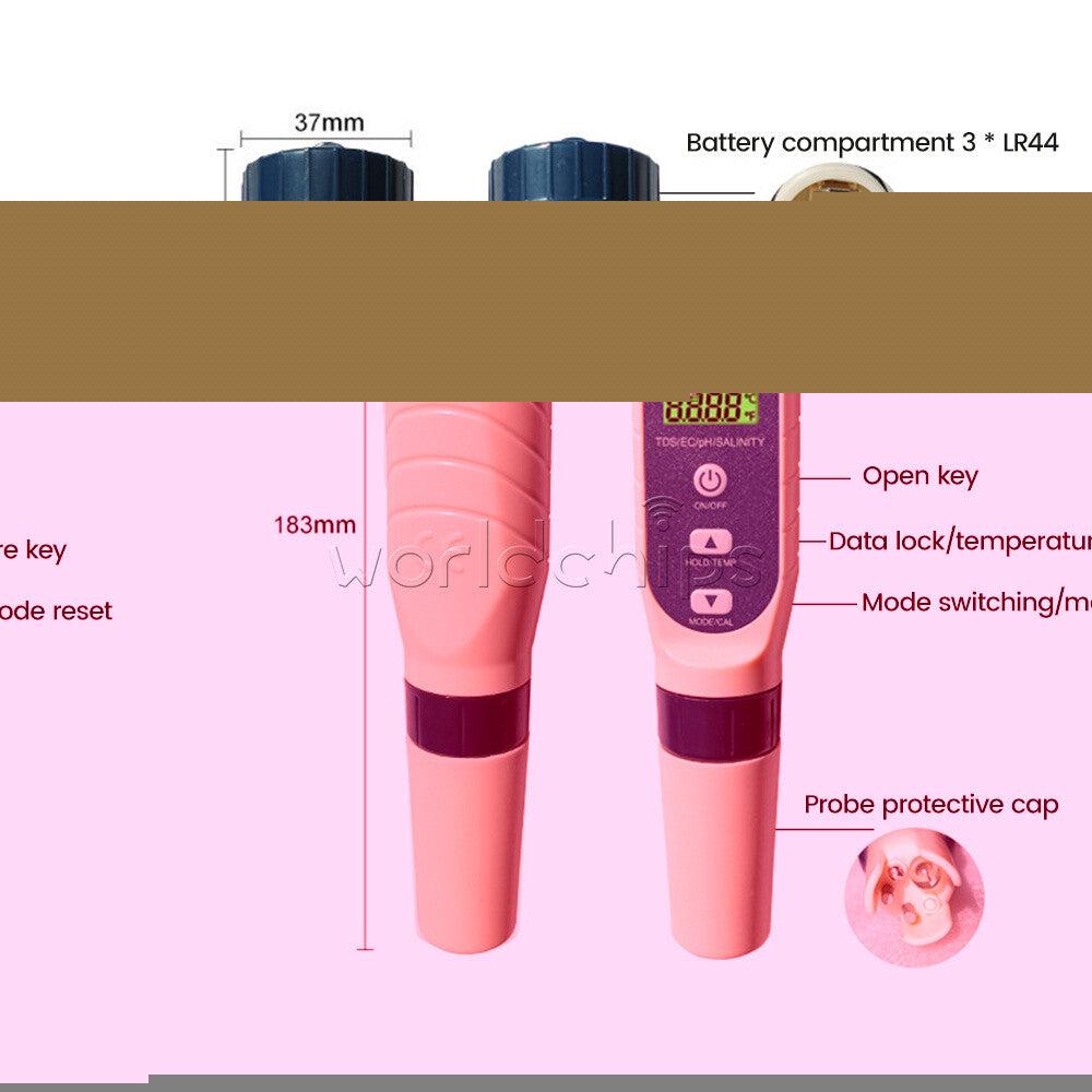 5 in 1 pH Tester Digital PH Tester Pen 0.01 High Accuracy IP65 Water Testing Kit