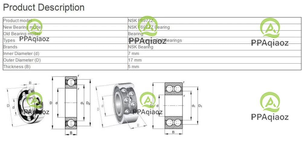 10PCS NSK F697ZZ Deep Groove Ball Bearings 7x17x5mm #P