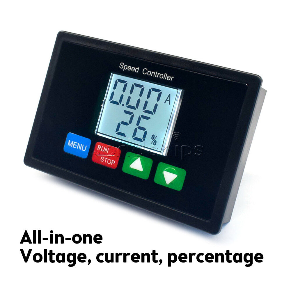 20A DC 10V-55V DC Motor Protector Brushed Governor Voltmeter Ammeter Controller