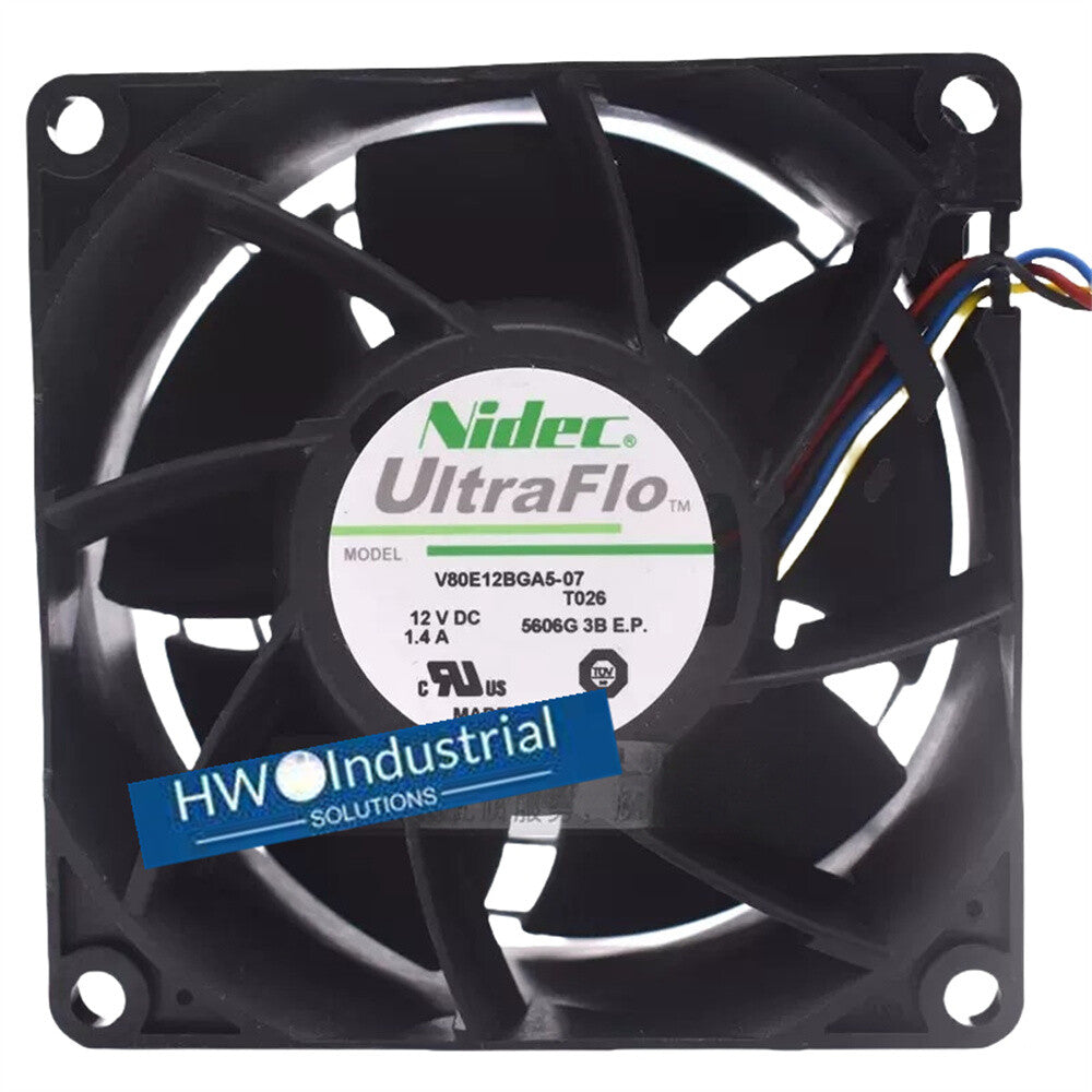 1/piece V80E12BGA5-07 4-wire NIDEC 8CM 12V 1.40A Dual Ball Chassis Server Fan