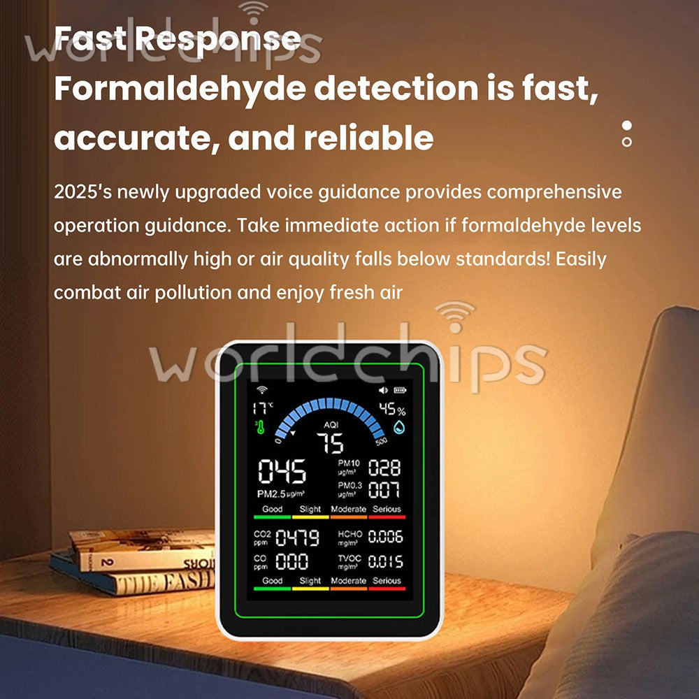 Tuya WiFi Digital Air Quality Detector PM1.0/2.5 TVOC HCHO Tester Temp,Humidity