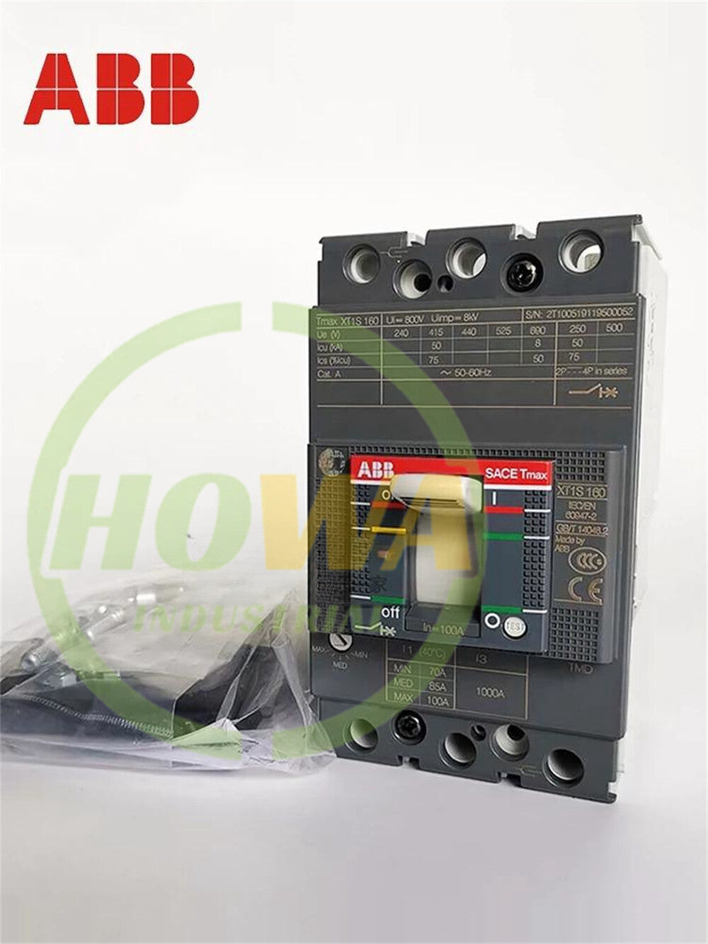 1/piece ABB Molded Case Tmax 100A Circuit Breaker XT1S160 TMD100-1000 FF 3P