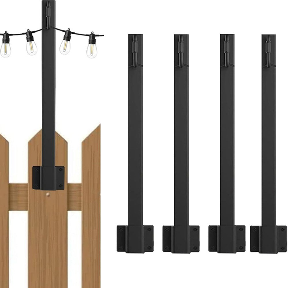 4 Pcs Metal Poles with Clips for String For Light Installation Outdoors