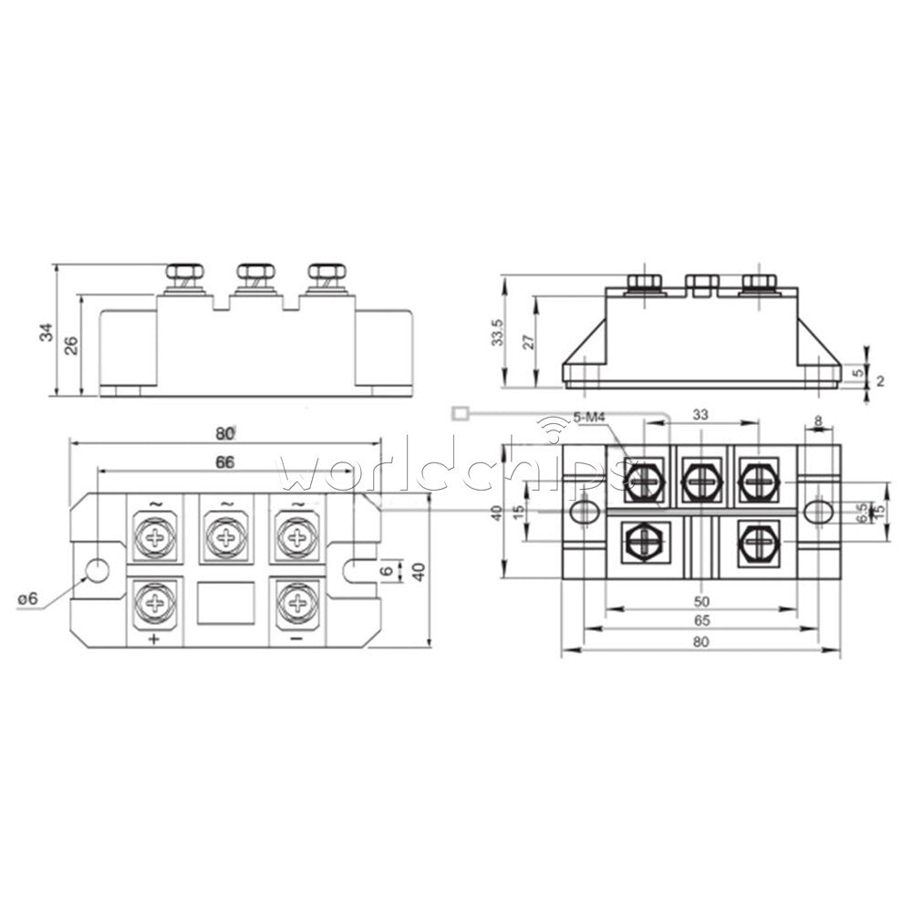 Three/3-Phase Diode Bridge Rectifier 150A MDS150A 1600V Power