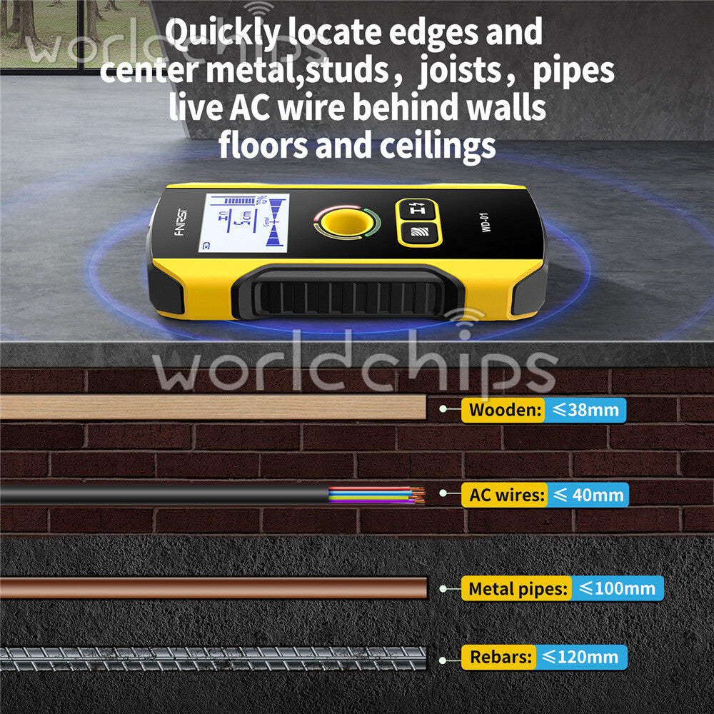 FNIRSI WD-01 Metal Detector Wall Scanner For AC Live Cable Wires Wood Stud Find