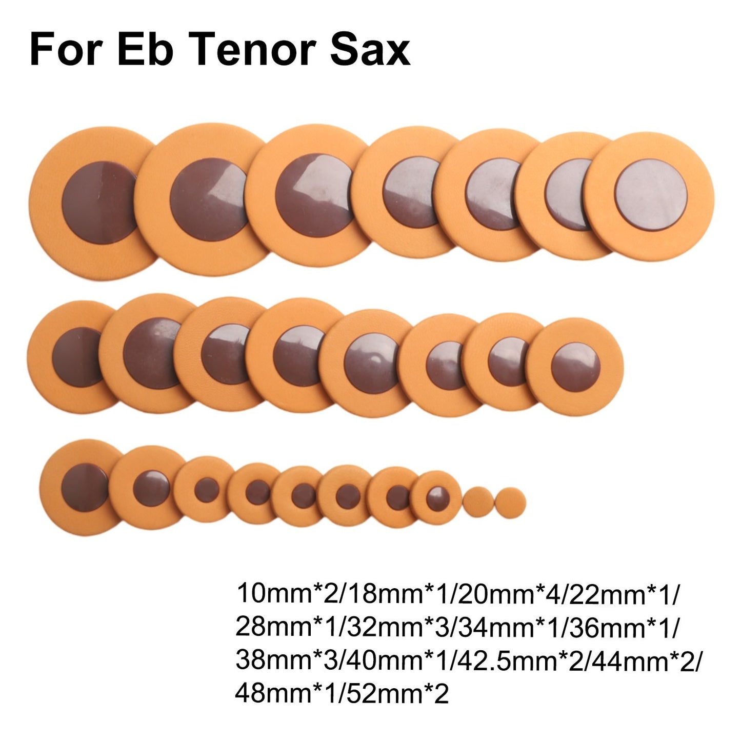 Effortless Installation For Tenor Sax Leather Pads 25 PCS 14 Sizes Brown