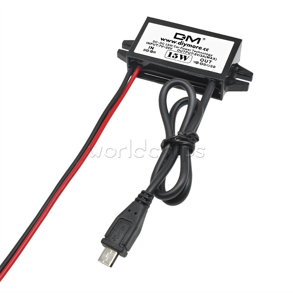 10PCS DC-DC Car Charger Converter Module 12V To 5V 3A 15W with Micro USB Cable