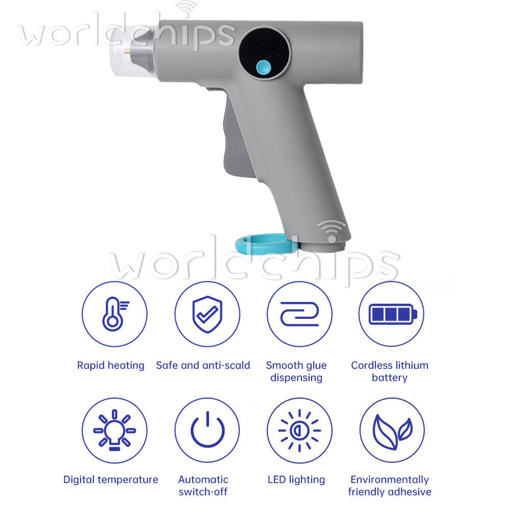 25W LED Digital Cordless Hot Glue Gun With 22pcs Glue Stick For DIY Hand Craft