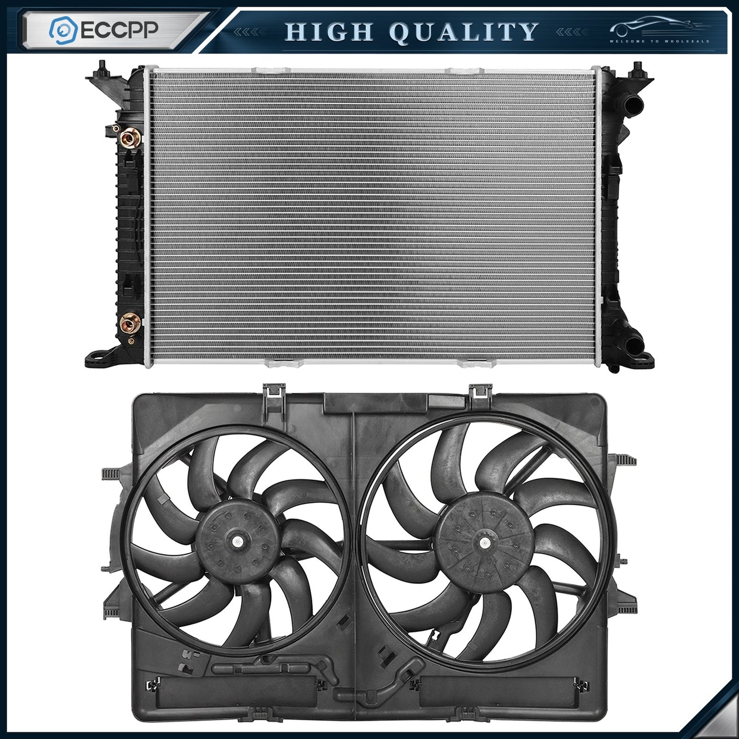 Electric Engine Radiator Cooling Fan Kit For 2009-2016 Audi A4 2010-2014 Audi A5
