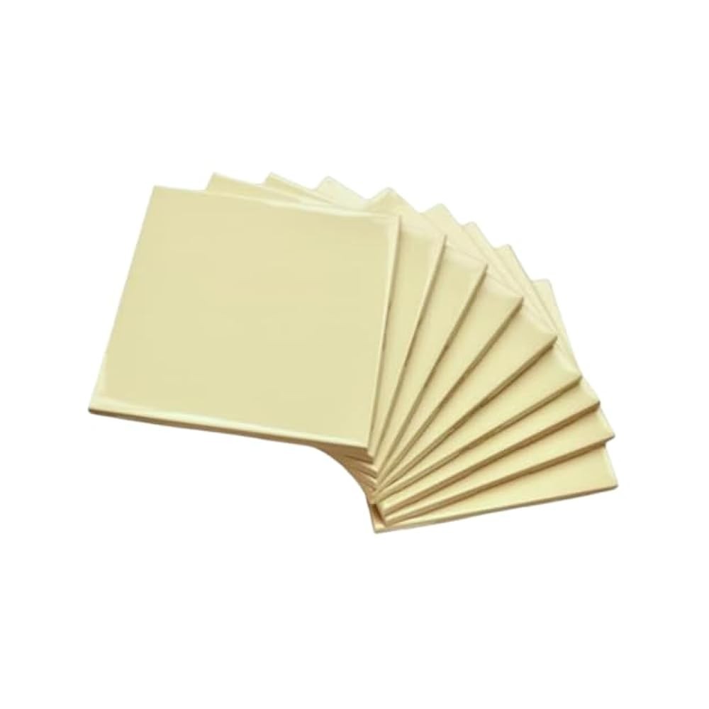 4 1/4 Inch Gloss Ceramic Tile, Buttermilk, Box of 10, for Backsplash