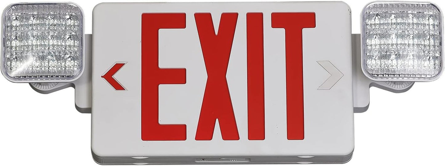 Red Exit Sign with Emergency Lights, LED Emergency Exit Light with Battery Backu