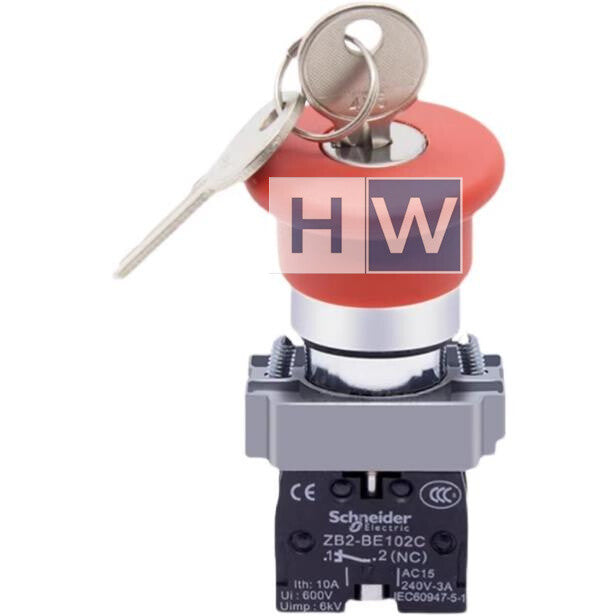1PC  Key Emergency Stop Button Switch XB2-BS145C XB2BS145C 1NO 1NC