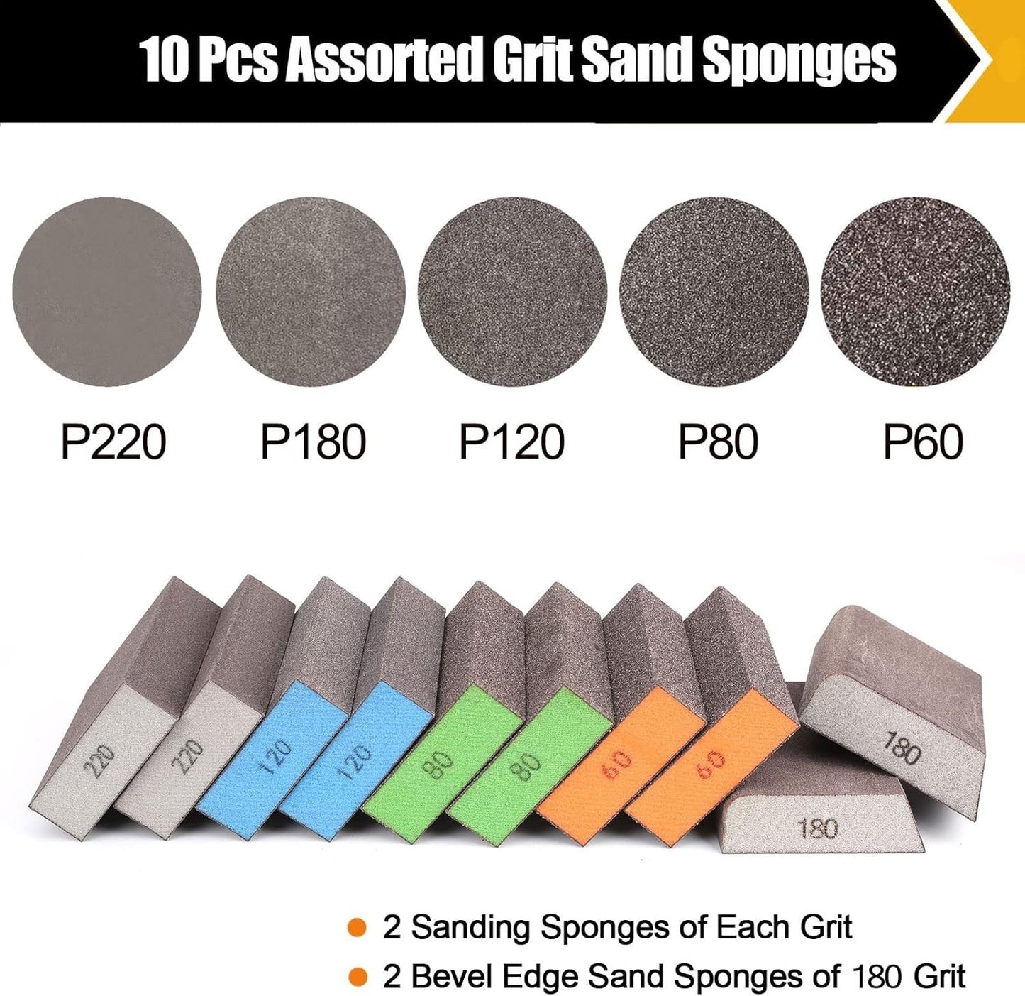 BOSHCRFAT 10 Pack Sanding Block, Washable and Reusable Sanding Sponge for Wood D