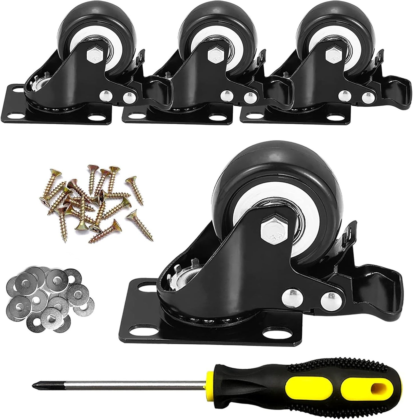 Caster Wheels, 2 Inch Casters, Casters Set of 4 Heavy Duty -  Locking Casters, S
