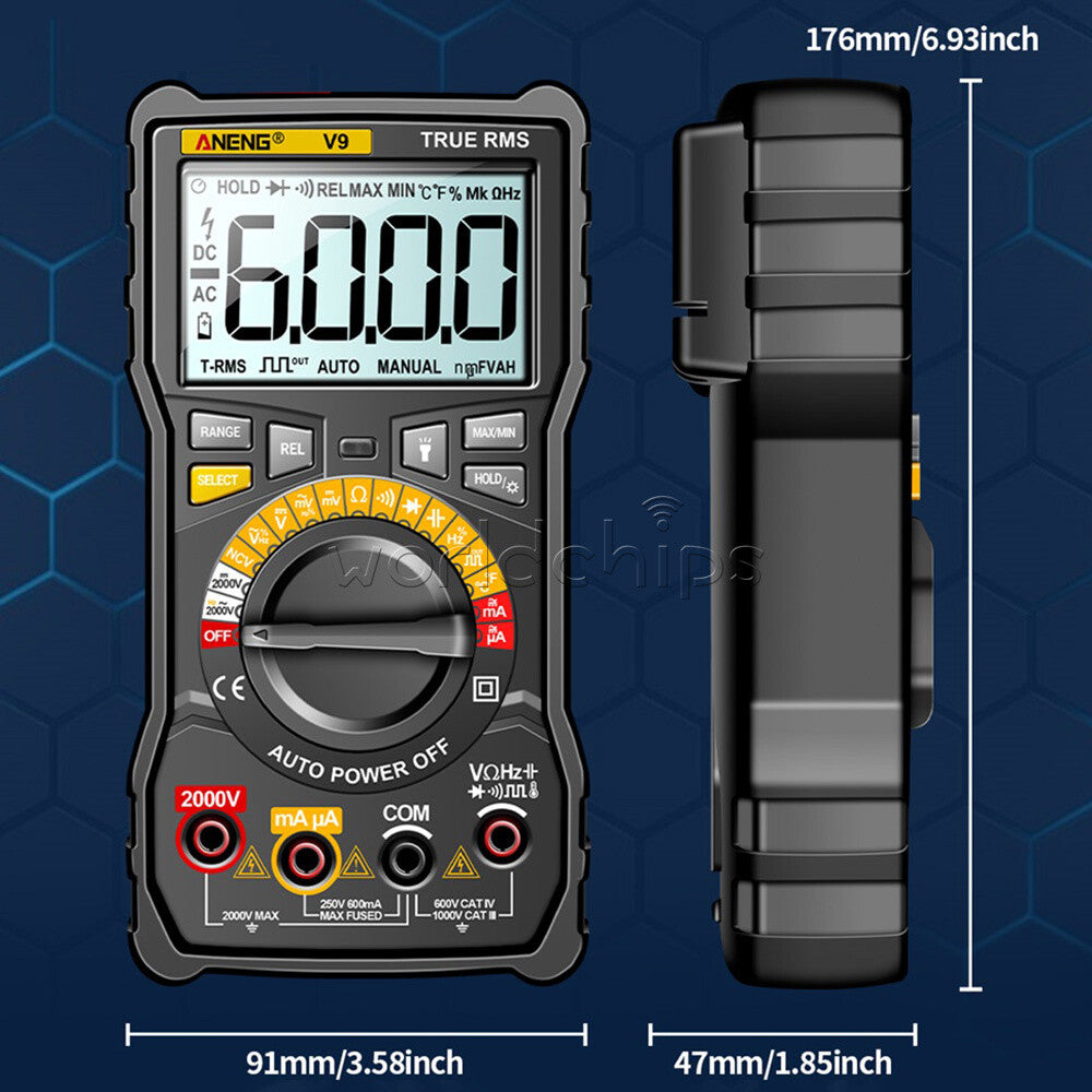 V9 6000 Counts 2000V Digital Multimeter Anti-burn Multi-function Multi Meter