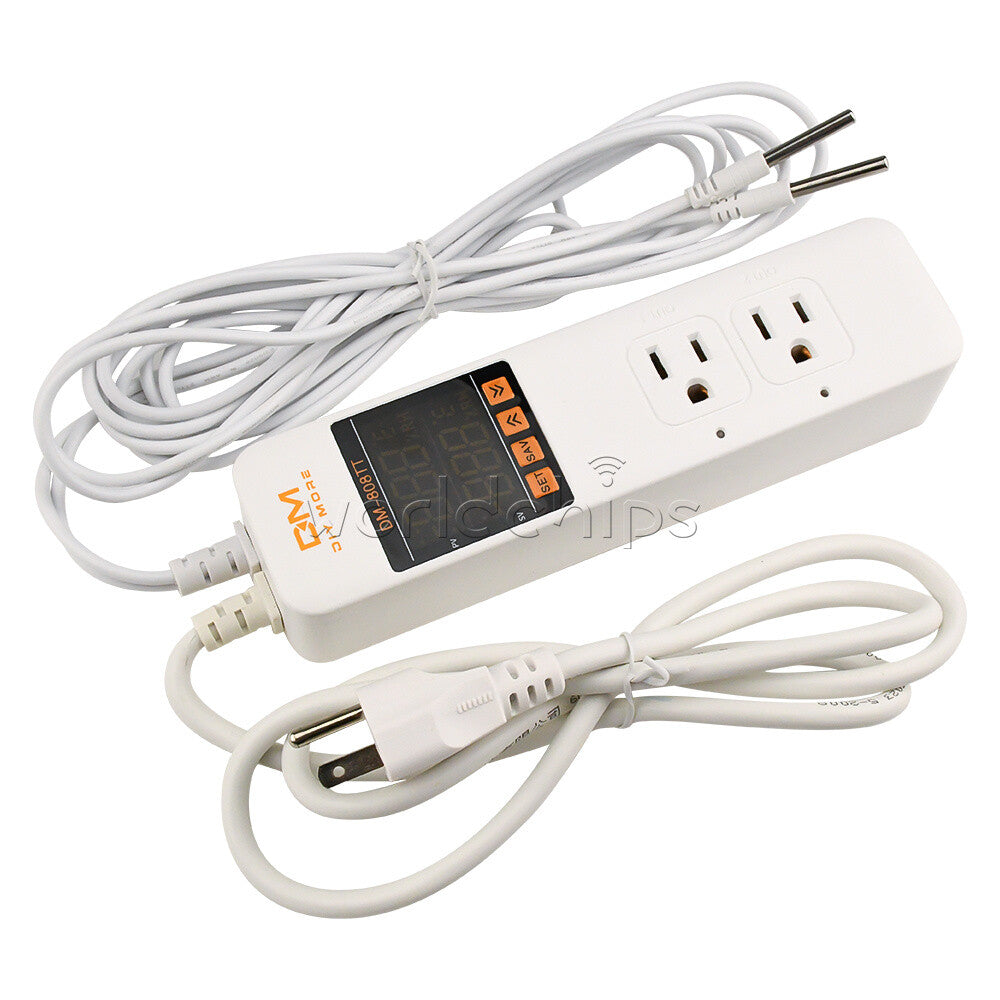 DM-808TT AC 85-250V 10A Digital thermostat Controller Power Socket EU+US Pulg