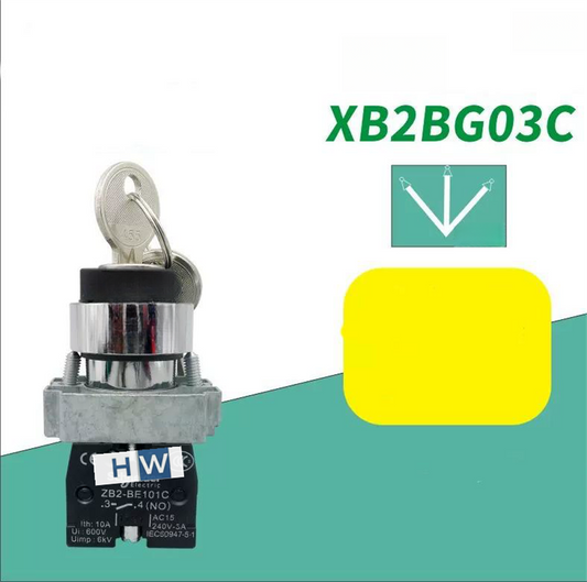 2/Piece  Key Selection Switch XB2BG03C XB2-BG03C 3-gear self-locking 2NO