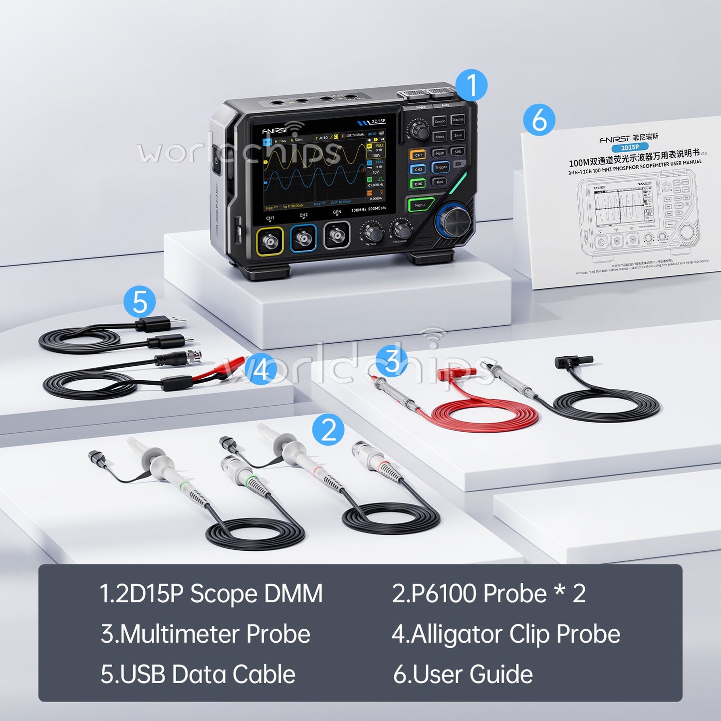 FNIRSI 2D15P Digital Multimeter Oscilloscope Signal Generator Duan Channel 100M