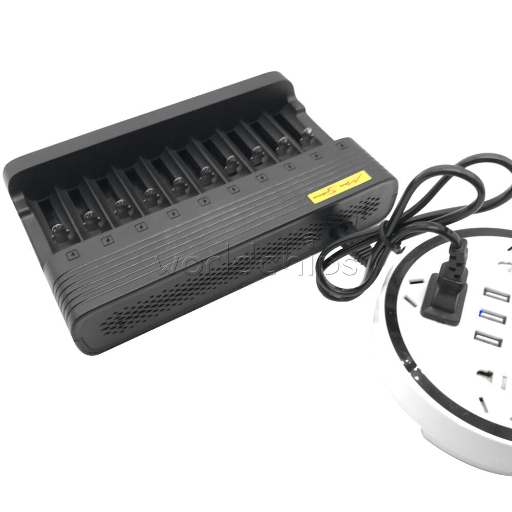 USB 10 slots Li-ion Battery Charger Smart Li-ion Charging for 14500 16350 18500