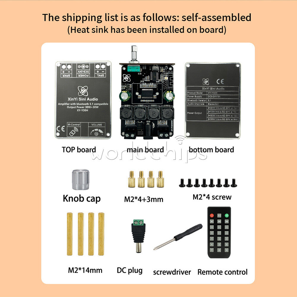 TPA3118 HI-FI Stereo Bluetooth Digital Power Amplifier Board With Remote Control