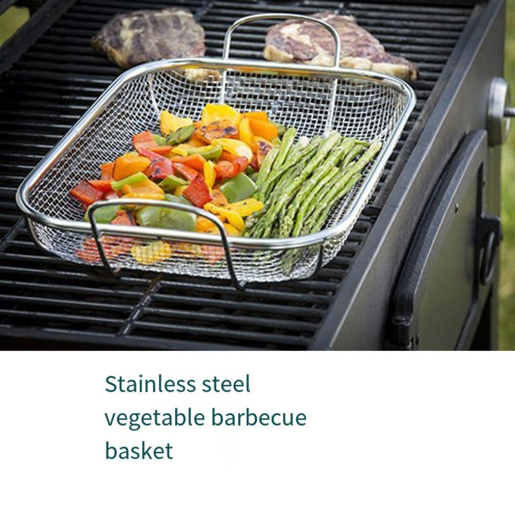 Vegetable Grill Basket Stainless Steel Heavy Duty 15 by 11 Inch for Barbecue