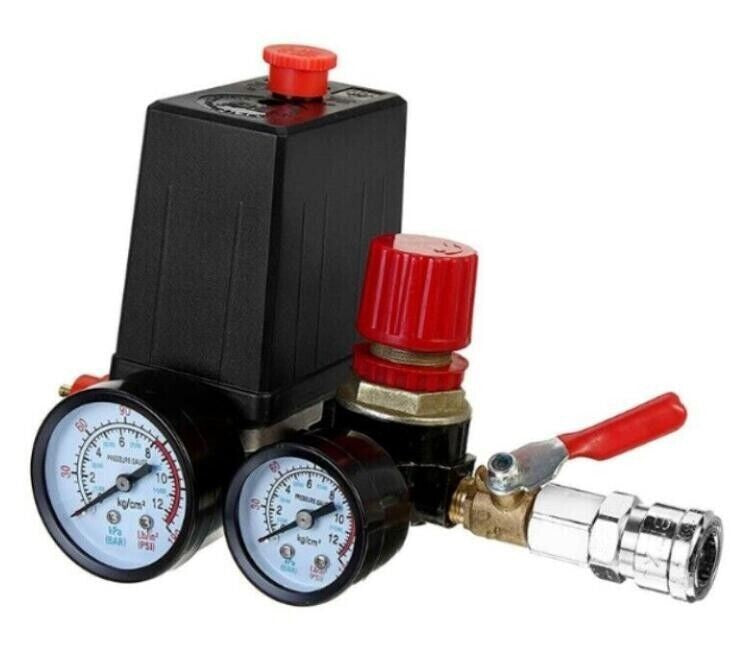 120PSI Air Compressor Pressure Switch Control Valve Manifold Regulator Gauges