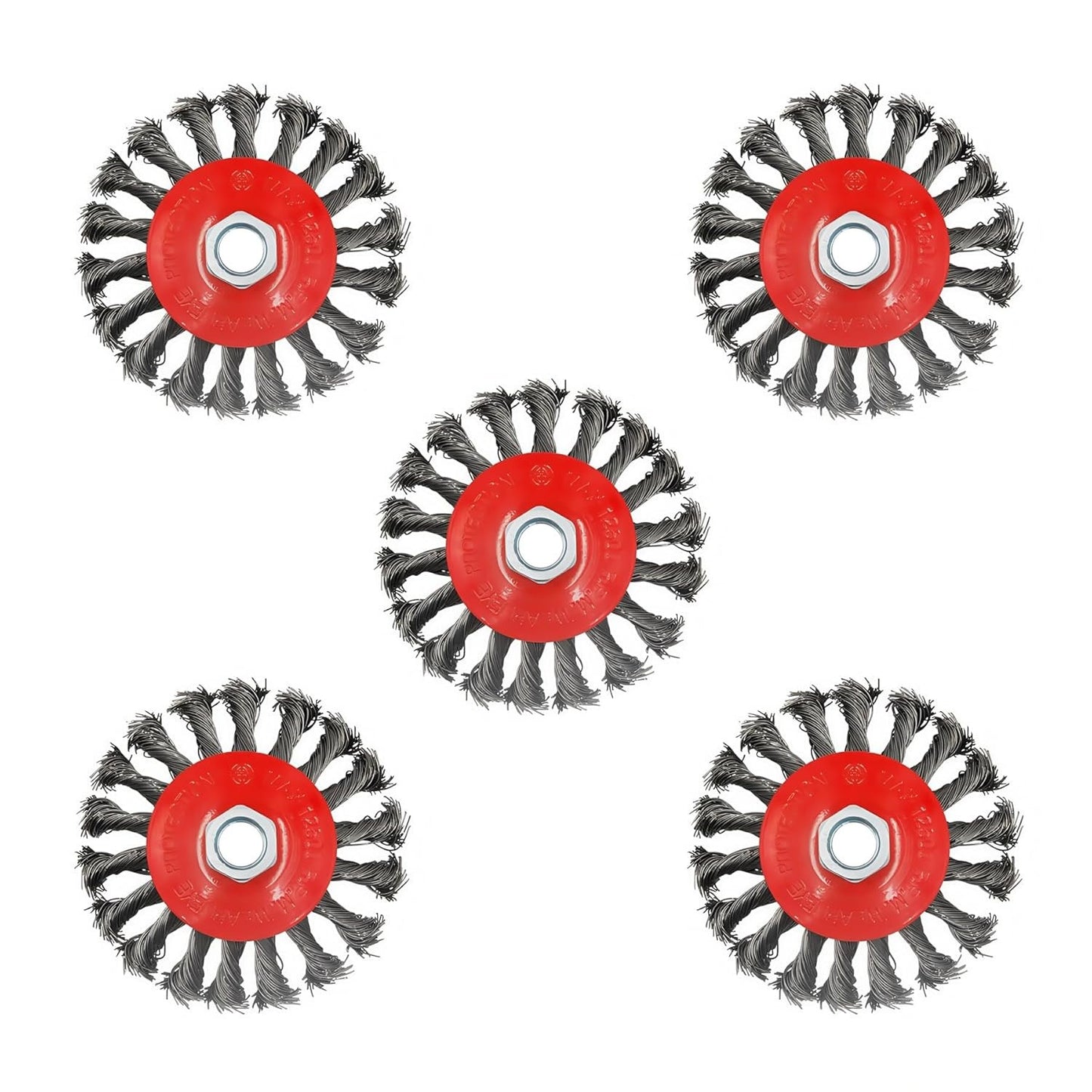 5 Pack 4 Inch Twist Knotted Wire Wheel Brush for Angle Grinder with 5/8 Inch-11