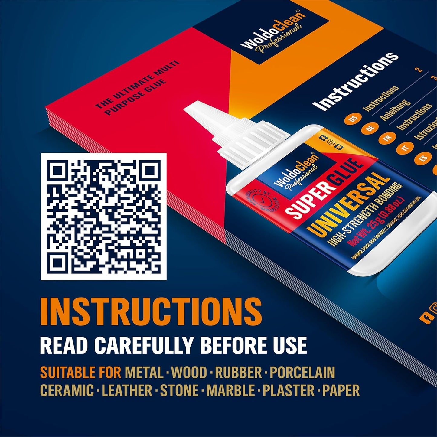 25g Super Glue, Fast-Drying CA Adhesive for Metal, Plastic, Wood, Ceramic, Glass