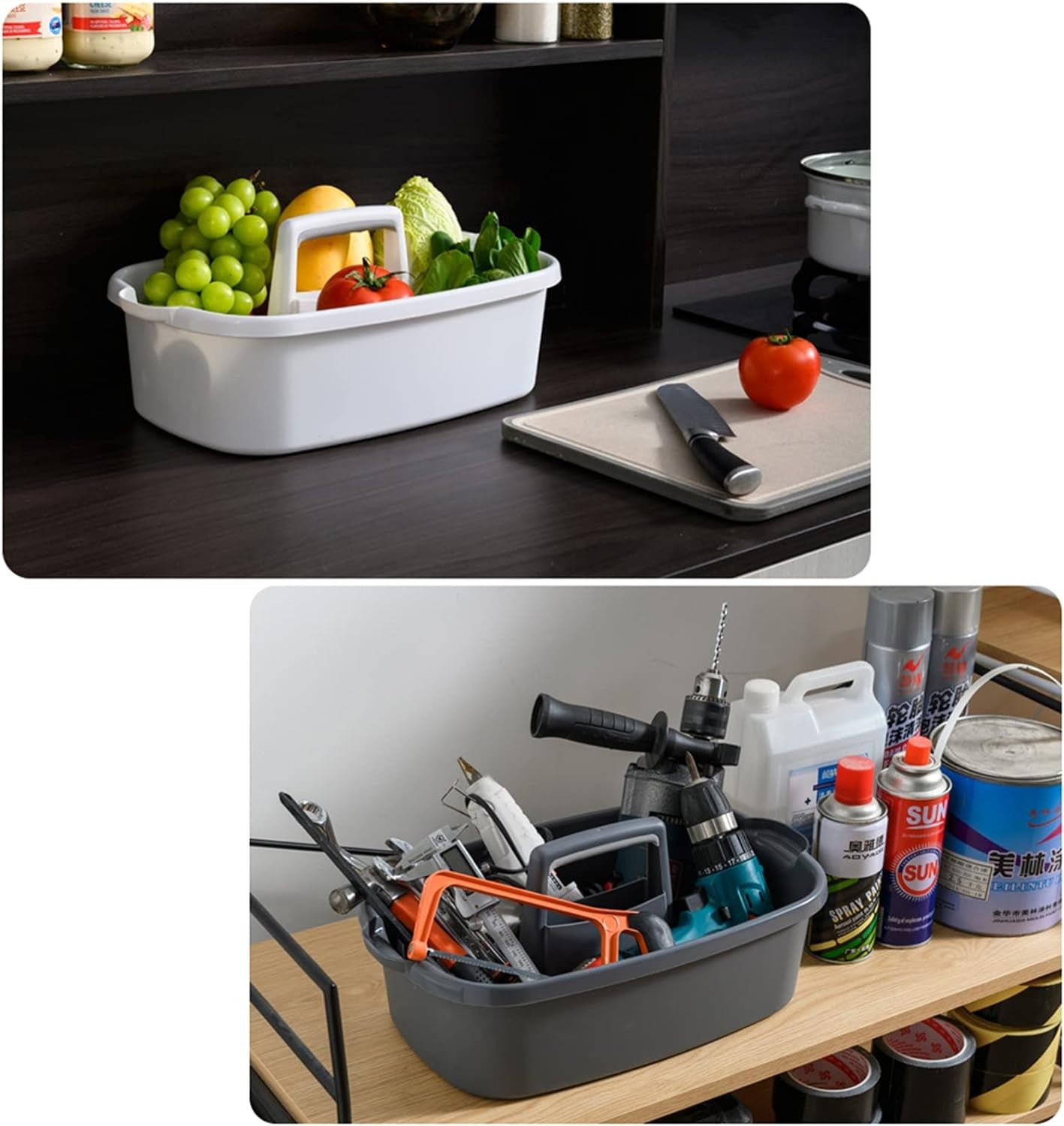 Large Cleaning Supplies Caddy Portable Shower Basket Supply Organizer with Handl