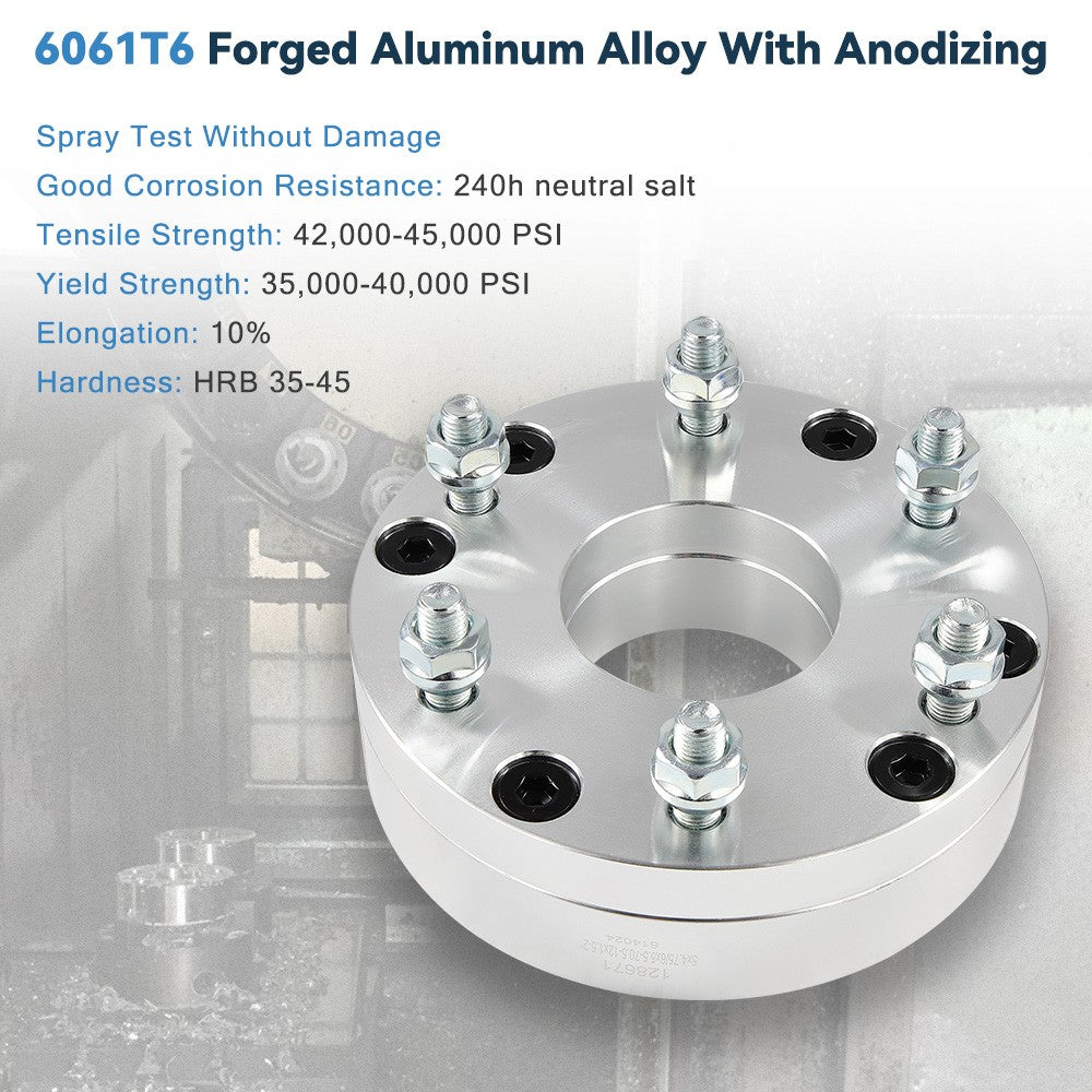 4 Pcs 2" 5x4.75 to 6x5.5 Wheel Adapters 12x1.5 For Chevrolet GMC 5 Lug to 6 Lug