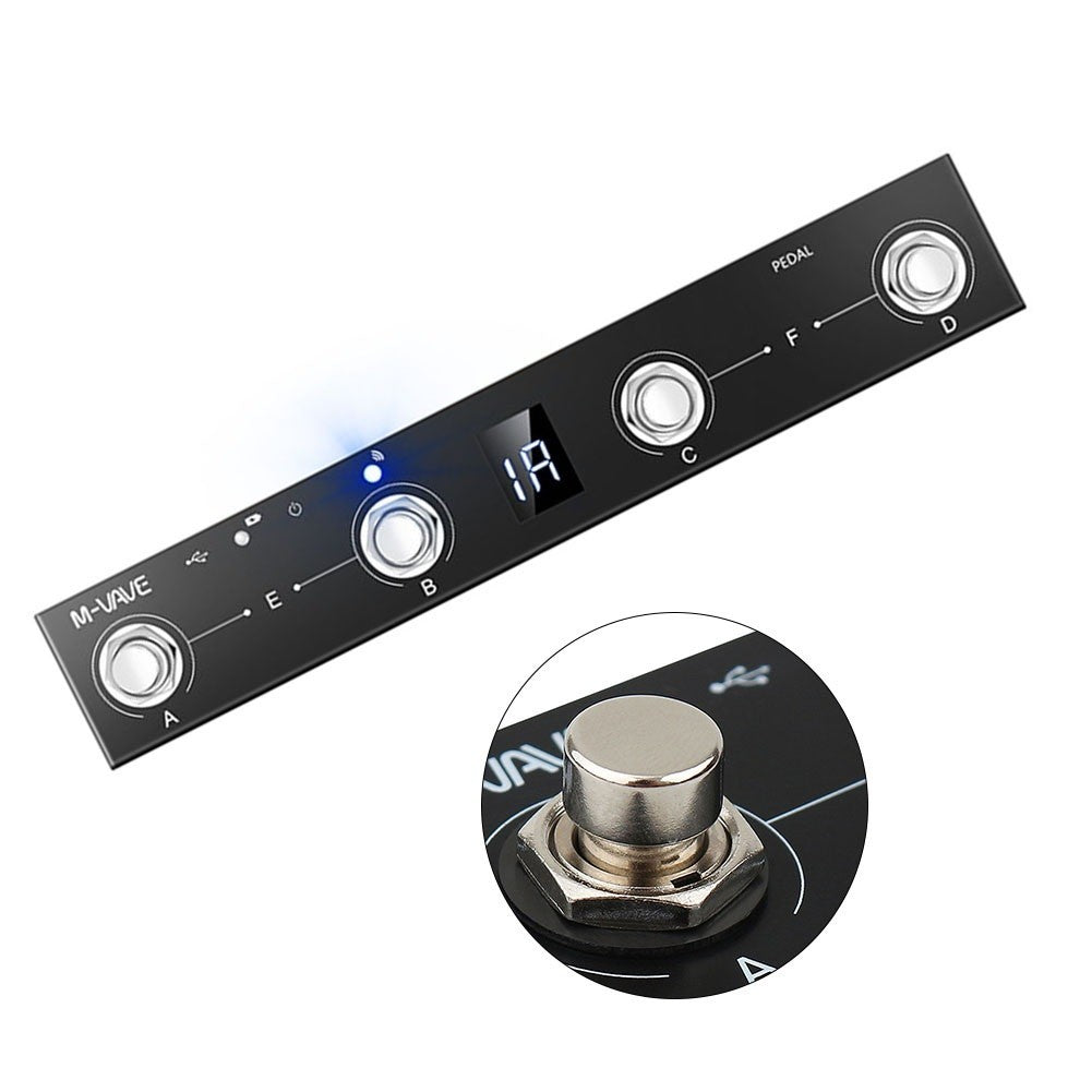 Portable For MIDI Footswitch with 4 Functional Buttons and Long Battery Life