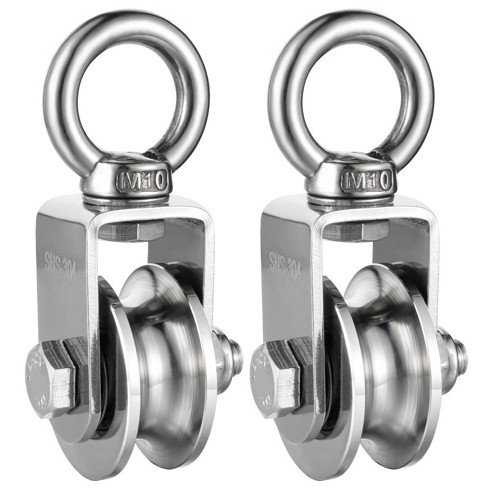 304 Stainless Steel Pulley with Two Ball Bearings for Efficient Rope Movement