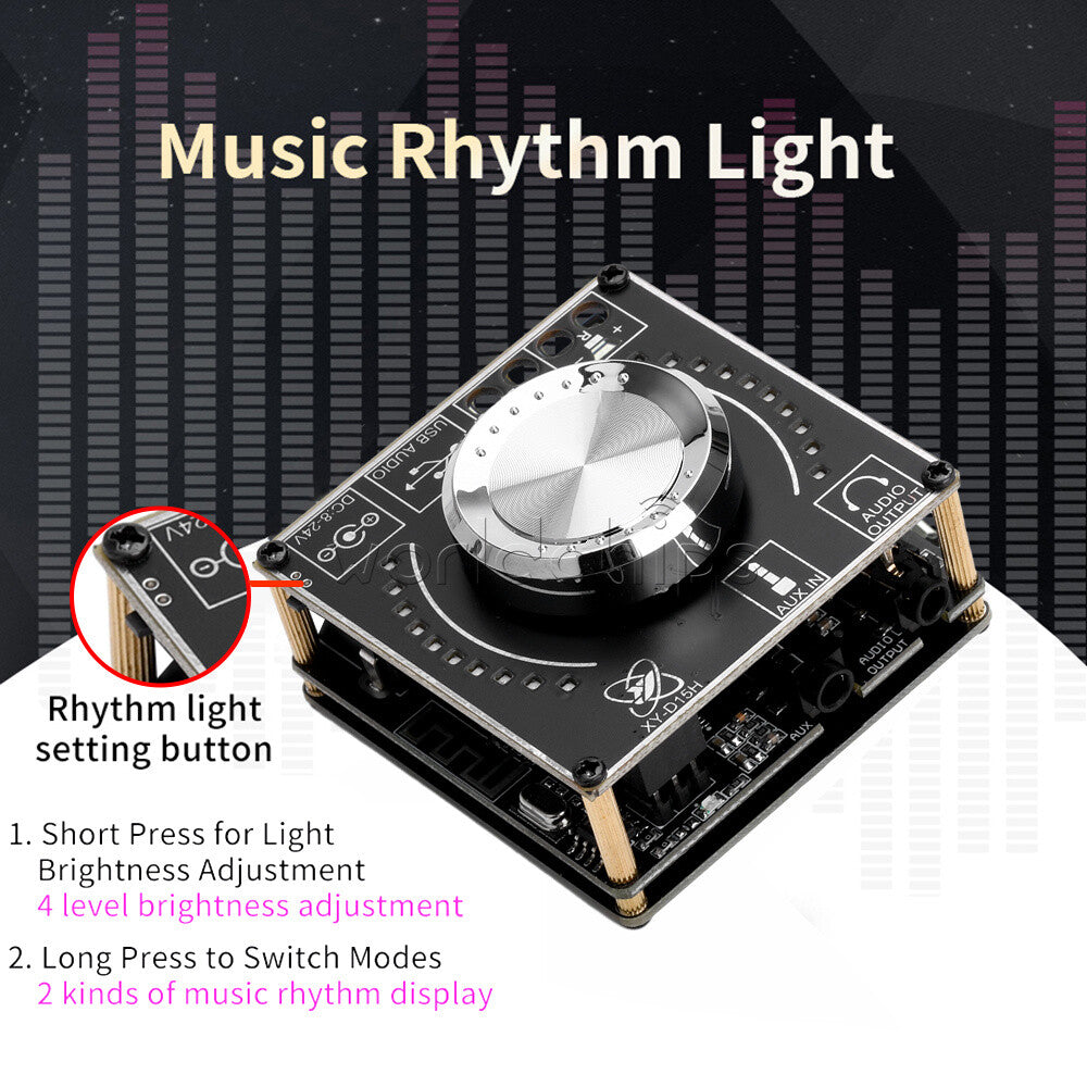 XY-D15H APP Control Bluetooth Digital Power Audio Amplifier Board Colorful Light