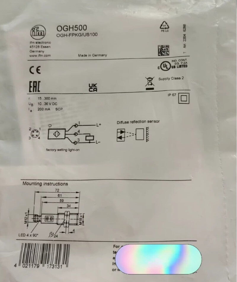 1pcs  IFM OGH500 Photoelectric Switch