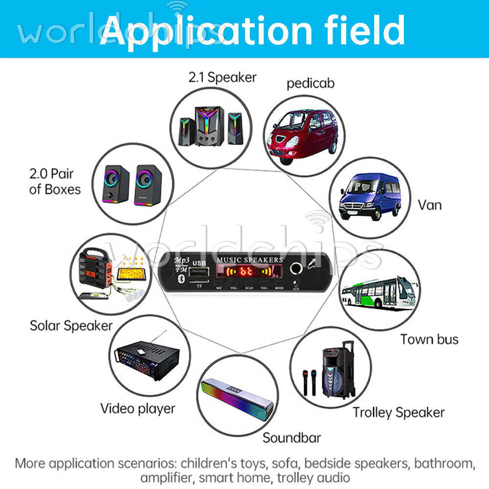 2*80W Amplifier MP3 Player Decoder Board Wireless Bluetooth Car Audio FM Radio