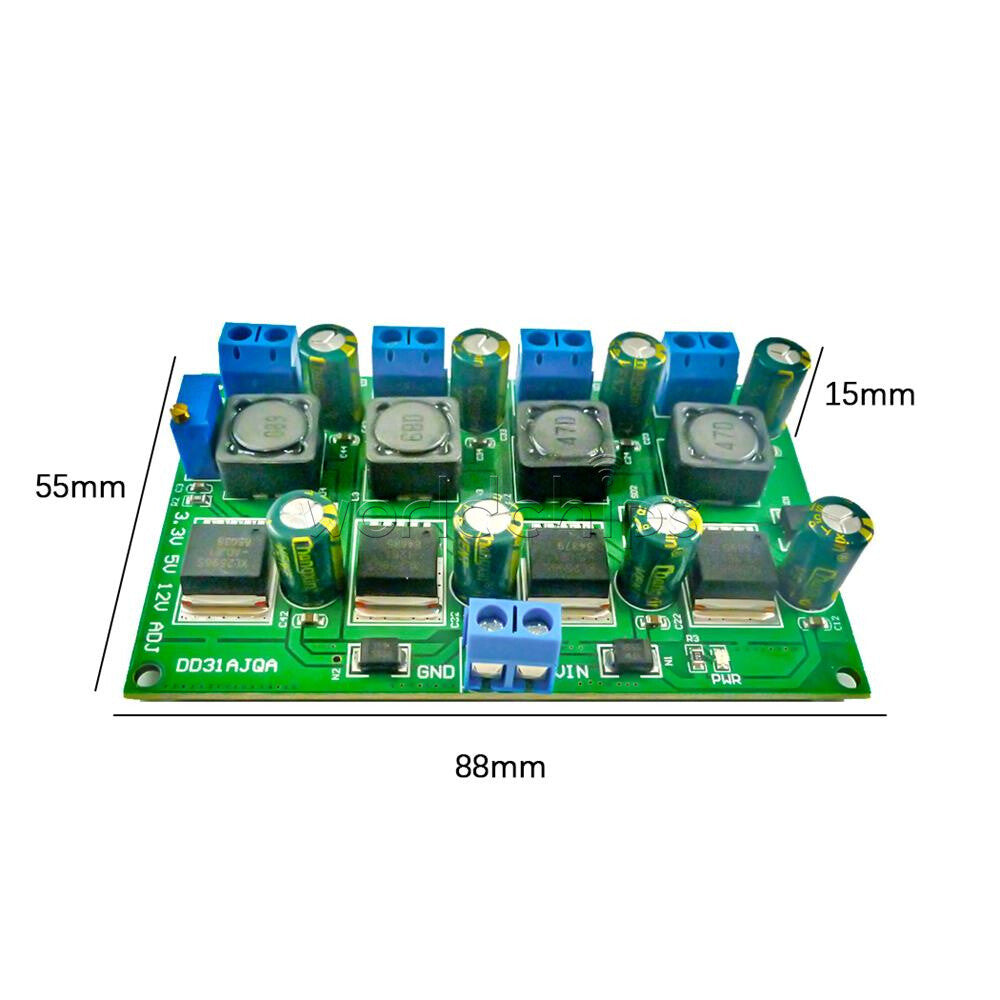 Adjustable 3.3V 5V 12V DC-DC Step-Down Buck Converter Power Module 3A 4 Channel