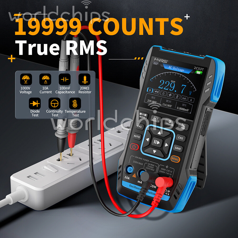 3-IN-1 FNIRSI 2C23T Advanced Version Dual Channel Digital Oscilloscope + 2 Probe