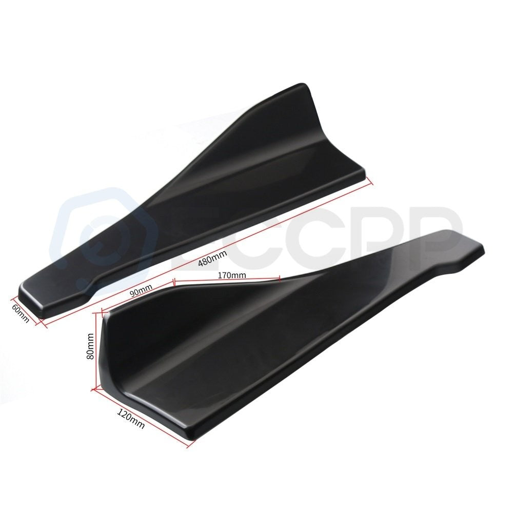 Black Front Bumper Spoiler Body Kit / 86" Side Skirt /Rear Lip Fit For Universal