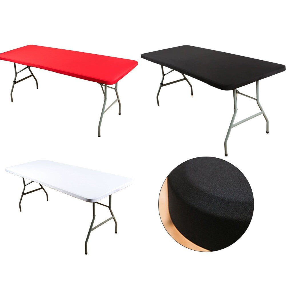 Rectangle Elastic Tablecloth Fits Folding Tables Washable Water Resistant