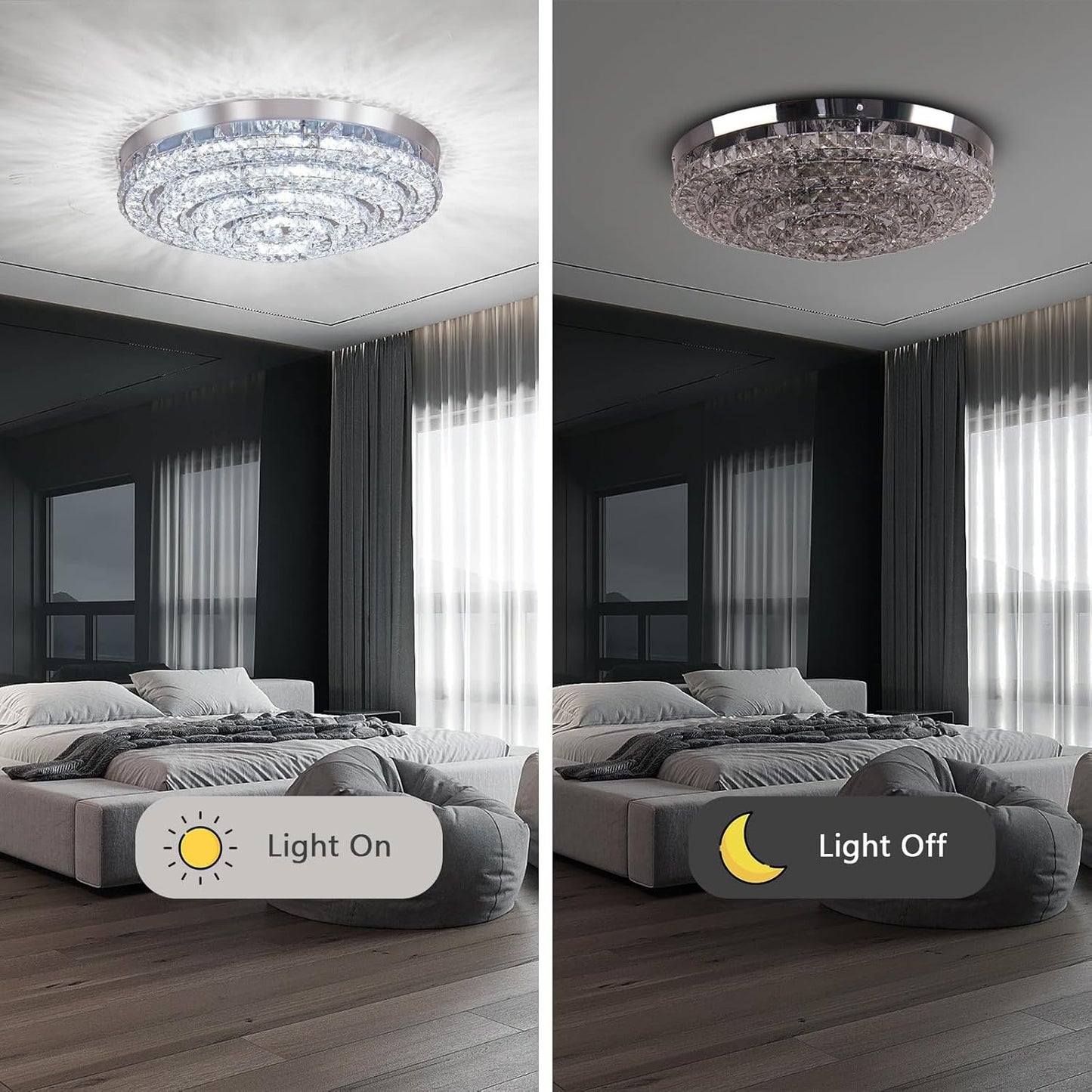 Four Rings Round LED Chandelier, Flush Mount Ceiling Lamp 4000K Cool White