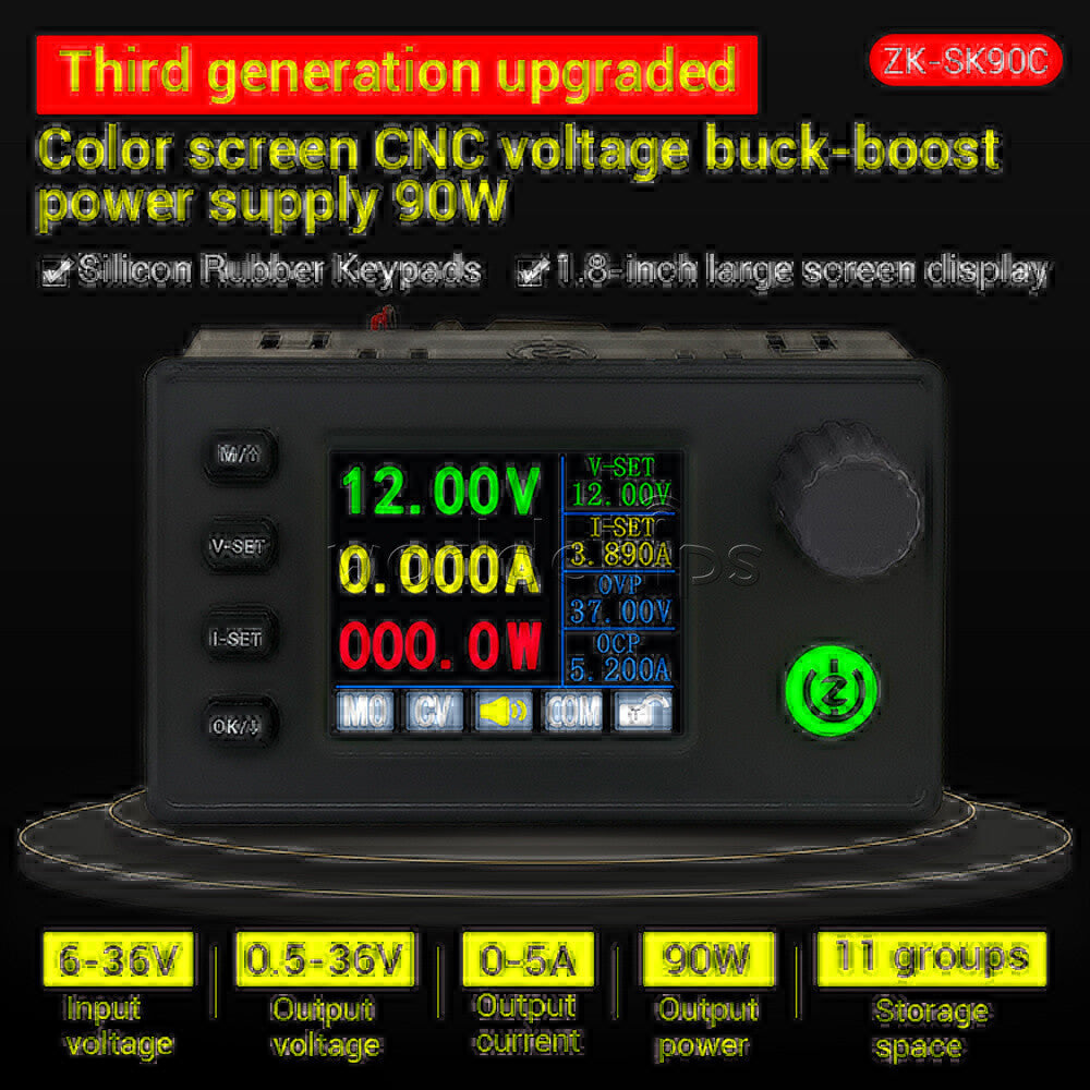 SK90C CNC Buck Boost Adjustable Power Supply Module Voltage Regulator 6-36V 90W