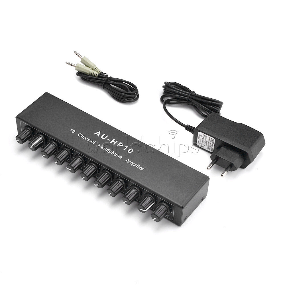 DC12-24V Stereo Headphone Amplifier 1-Channel Input 10-Channel Output Splitter