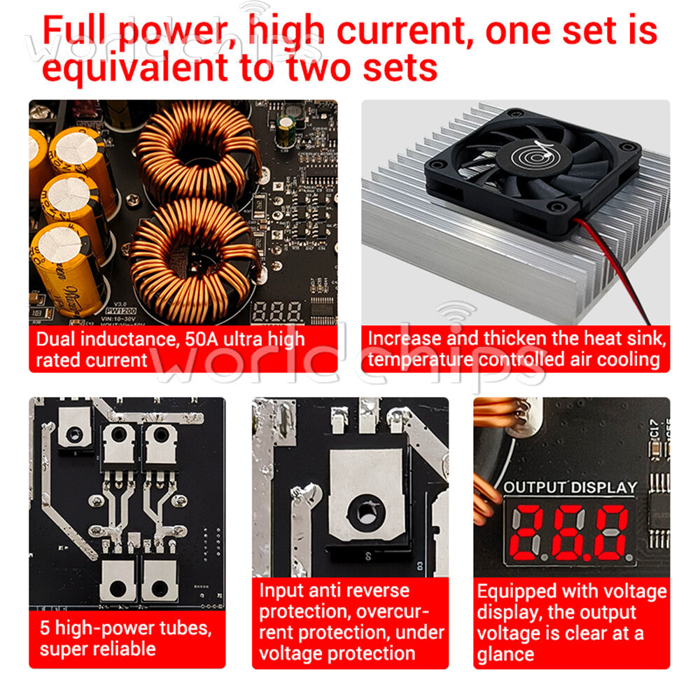 1200W 50A High Current Boost Power Supply Module Full Power for Audio Amplifier